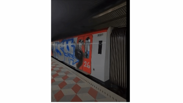 Metro de la L1 grafitejat